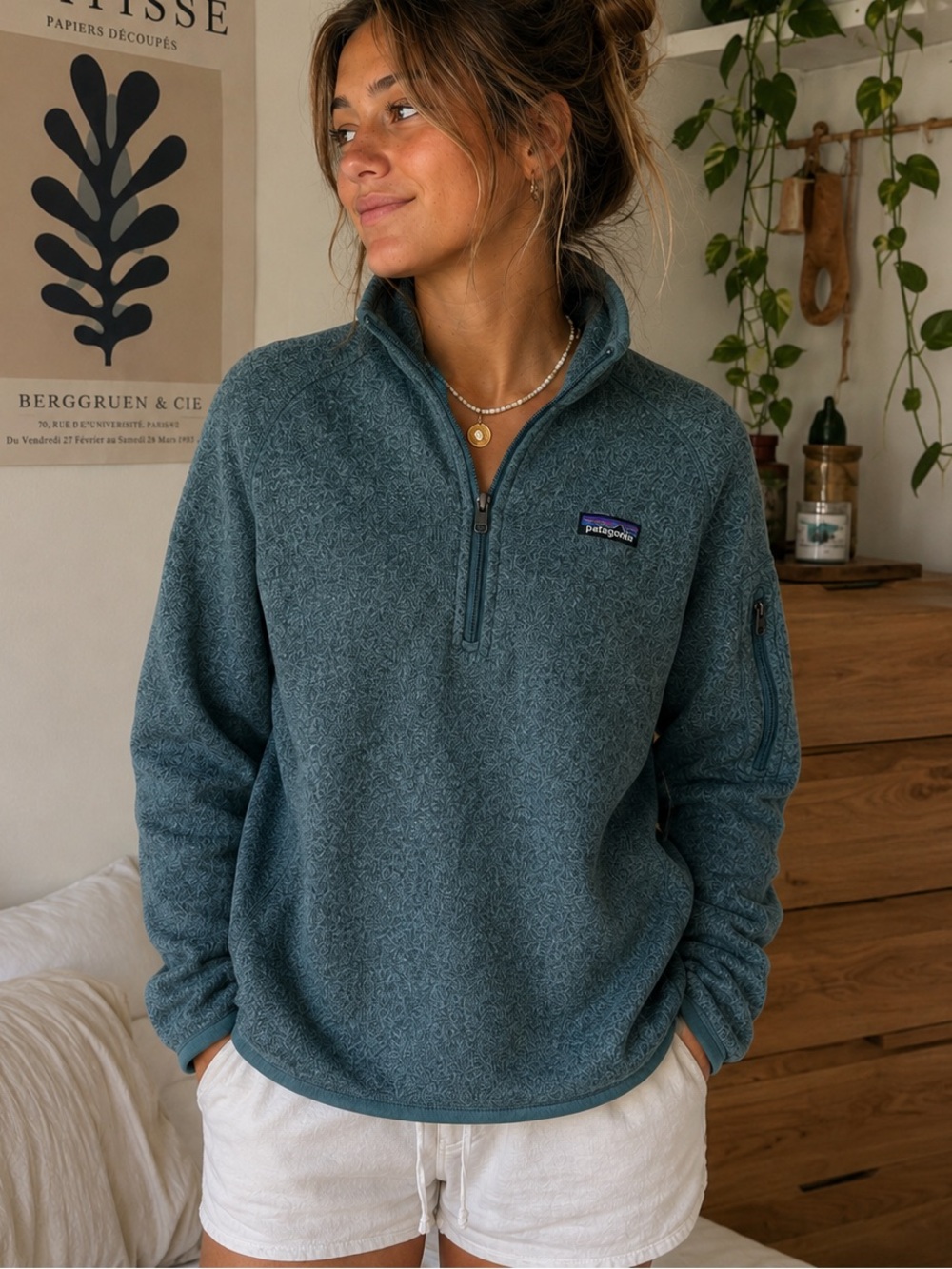 Patagonia Better Sweater 1/4 Zip Fleece Pullover - Heathered Teal / Blue